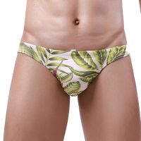 Fashion Summer Men Sexy Print Briefs Swim Trunks Swimming Pants Sexy Low Waist Swimsuit Hot Spring Tight Elastic Triangle Briefs Swimwear