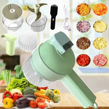 4 in 1 Handheld Electric Vegetable Cutter Set, Mini Wireless Electric  Garlic Mud Masher, Electric Garlic Chopper,Gatling Vegetable Cutter for  Pepper