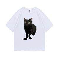 Funny Big Foot Jinx Cat Graphic Print T-shirt Summer Male High Quality Loose Tshirt Novelty Men Women Cotton Oversized T Shirts 4XL 5XL 6XL