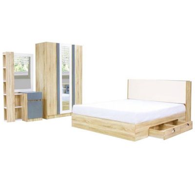 ชุดห้องนอน 5/6 ฟุต // MODEL : HAFELE ดีไซน์สวยหรู สไตล์ยุโรป ประกอบด้วย ( เตียง+ตู้เสื้อผ้า+โต๊ะแป้ง ) แข็งแรงทนทาน