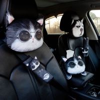 1Pcs Cute Cat Dog Car Neck Pillow Creativity Car Headrest Safety Seat Belt Shoulder Cover Strap Pad Car Accessories Women Girls