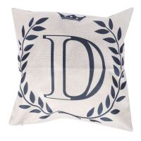 18 x 18 inch Linen Throw Pillow Case Leaf Letters Pattern Decorative Square Cushion Cover