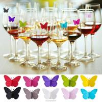 6Pcs Silicone Wine Glass Tag Wine Glass Drink Markers Butterfly Tags with Suction up for Wine Champagne Party Favor Dropshipping Bar Wine Tools