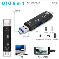 5 In 1 Pembaca Kartu OTG Multifungsi USB Tipe C USB Mikro USB TF SD Pembaca Kartu Memori Adaptor PC Tablet Aksesori Ponsel