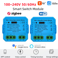 Jiuch Tuya โมดูลสวิตช์อัจฉริยะ Wi-Fi/zigbee เครื่องตัดไฟ DIY ขนาดเล็กใช้งานได้กับ Alexa Google Home ต้องใช้ลวดเป็นกลางสมาร์ทโฮม100-240V สวิตช์จับเวลาฉากอัจฉริยะ