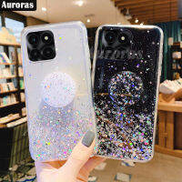 เคสโทรศัพท์เพื่อเป็นเกียรติ X6A แสงแวววาวแวววาวแสงดาวขาตั้งพับได้ดวงจันทร์มีซิลิโคนใสกันการตกสำหรับเคสใส่โทรศัพท์ X6A เกียรติยศ