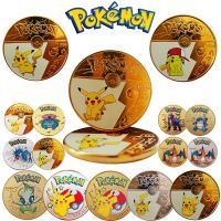 NEW27 Pcs Pokemon เหรียญโลหะเงินเหรียญ Pikachu Golden Pokemon การ์ดอะนิเมะเหรียญที่ระลึกเหรียญ Charizard รอบเหรียญโลหะ Toys-tn9