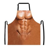 Sexy Naked 3D Print Kitchen Aprons For Women Men Waterproof Cooking Bbq Aprons Home Cleaning Sleeveless Apron Delantal Cocina Aprons