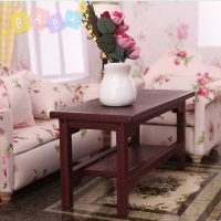 FactoryOutlete?Cheap? 1:12 dollhouse MINI Retro teatable Burgundy โต๊ะกาแฟเฟอร์นิเจอร์ตกแต่งของเล่น