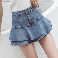 【CC】∋✕✚  Denim Shorts Skirt 2020 Streetwear Ladies Short Skirts Jeans All Match Elastic Gown Saia Female