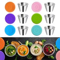 【cw】1pc Steel Dressing Container Reusable Sauce Cups Seasoning Salad Condiment Containers With Lids Kitchen Tools 【hot】