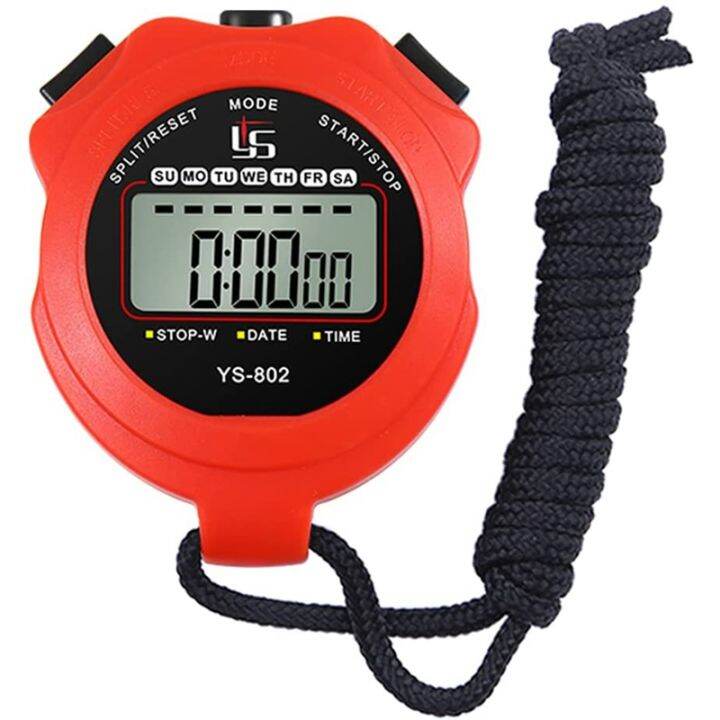 Sports Stopwatch Timer Lap Split Digital Stopwatch with Clock Calendar Alarm, Shockproof