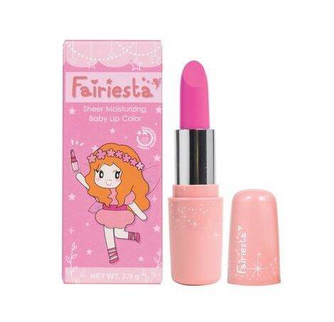 fairiesta-ลิปสติกสำหรับเด็ก-เบอร์-02-สีชมพูสดใส-sheer-moisturizing-baby-lip-color-02-pink-lollipop-3-9-g