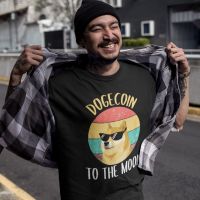Bitcoin Cryptocurrency Art Dogecoin To The Moon Classic T Shirt Vintage Loose Cotton Mens Tops Harajuku Crewneck TShirt XS-4XL-5XL-6XL