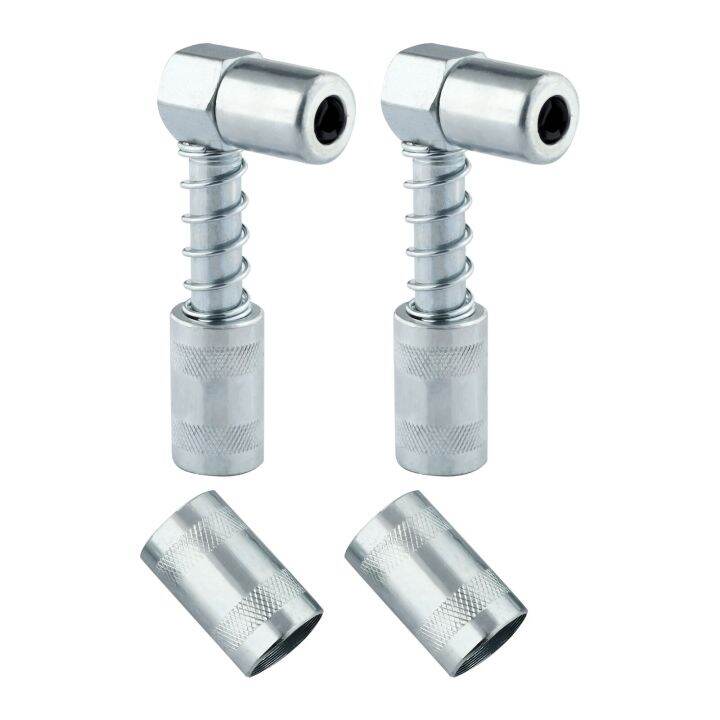 4Pcs 3 Jaw Coupler Design Silver Grease Gun Coupler Adapter 90 Degree