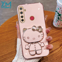 YiaMia เคสโทรศัพท์แฟชั่นสำหรับ Realme 5 5i 6i 5S C3 C2 5 Pro 8 Pro 9 Pro + 8i 7i 9i 8 8 8 5G 9 4G 10 4G 10 Pro 5G 10 Pro + ตัวยึดกระจกเงาโต๊ะเครื่องแป้งแมวลายตัวชุบโลหะหรูหราแฟชั่น KT 5ก. เคสโทรศัพท์