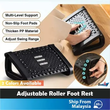 Adjustable Footrest with Removable Soft Foot Rest Pad Max-Load 120Lbs with  Massaging Beads for Car,Under Desk, Home, Train,4-Level Height Adjustment 