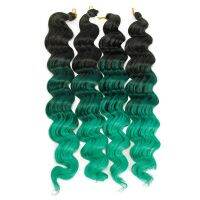 4Pcs Ocean Wave Crochet Hair, Gradient Deep Wave Braided Hair, Wave Synthetic Hair Extension