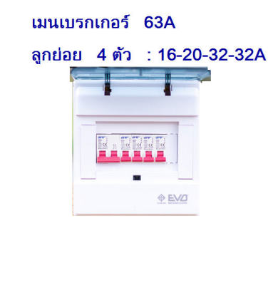 ตู้ควบคุมไฟฟ้า NPV 4 ช่อง 63Aมอก. ลูกย่อย 4 ตัว: 16-20-32-32A ตู้โหลด ตู้คอนซูมเมอร์ยูนิต ตู้ไฟ