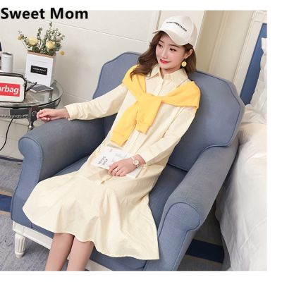 Maternity Clothes Loose Stylish Long Sleeves Dress for Women Pregnancy Clothes 2046~E~48~8609