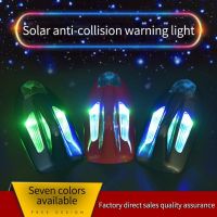 【CW】 Auto Solar Anti-collision Taillight Car LED Flashing Light Panel Charging Shark Fin Night Driving Reminder Warning