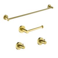 【jw】℗  Conjunto de hardware banheiro em ouro escovado gancho toalha prateleira suporte papel rolo acessórios banheiro frete grátis