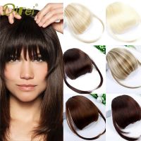 ⊕✚ DIFEI Black Brown Fake Fringe Clip In Bangs Hair Extensions With High Temperature Synthetic Fiber