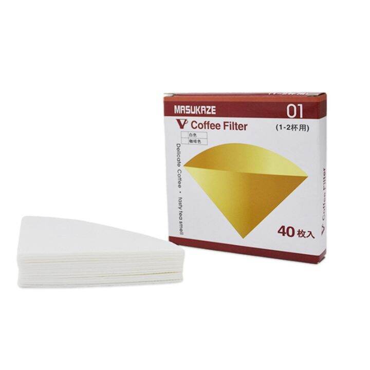 Fan Shaped Cone Coffee Filter Paper Strainer Original Wooden Drip Papers 40Pcs Lazada