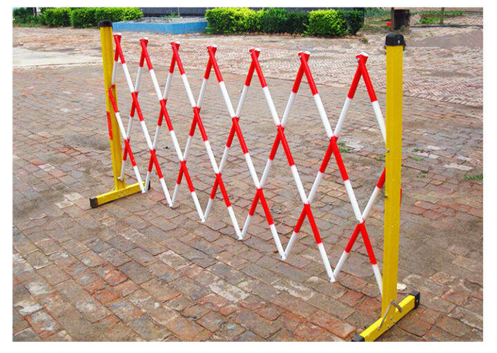 Caution tape barricade black and yellow traffic barriers stand movable ...