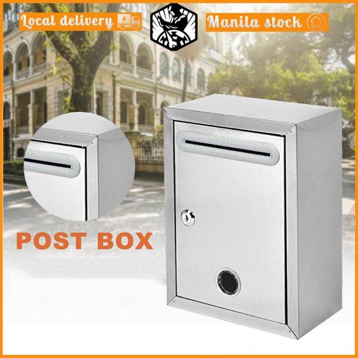 【READY STOCK】 ⊿Stainless Steel Mailbox Post Letter Storage Box Outdoor