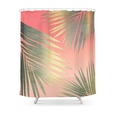 Shining Palm Fronds Shower Curtain Frabic Waterproof Polyester Bathroom Curtains Wall Decoration Hanging Bath Curtains