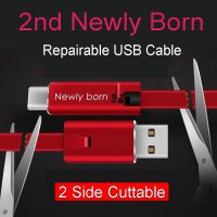 BAECOAR 2M Repairable USB Cable Micro USB Type C Cable Adjustable Type-C Phone Cables Cuttable Phones Charger for iPhone Android