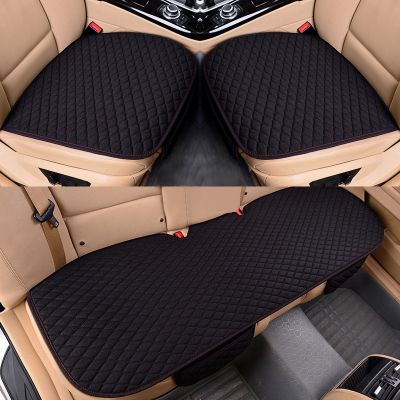 ☋○ Auto-Time Flax Car Seat Covers Front/Rear/Full Set Car Seat Cushion Linen Fabric Seat Pad Protector Car Accessories Anti-slip
