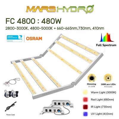 FC-Series Mars Hydro Led Grow Light FC4800 ไฟปลูกต้นไม้ มี UV IR Full Spectrum Samsung LM301B Osram Chips Marshydro FC 4800 Grow Bars 480W 6 Bars IR UV 480W ไฟสำหรับปลูกต้นไม้