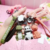 Creative cartoon lovers geometric animal key chain pendant cute panda dinosaur auto bags hang act the role of small gifts