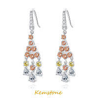 Kemstone Elegant Silver Plated Shiny Zircon Crystal Water Drop Dangle Hook ต่างหูสำหรับผู้หญิงเครื่องประดับงานแต่งงานสุดโรแมนติก Gift