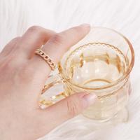 HUAMOUNTAIN แหวนแฟชั่นปรับได้สำหรับผู้หญิงแหวนเปิดประดับพลอยเทียมหรูหราแหวนบิดผิดปกติแหวนสวมนิ้วสไตล์เกาหลี