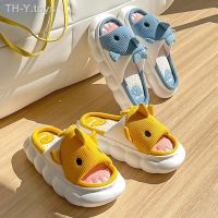 Y.toys สัตว์การ์ตูนน่ารัก Chinelos de linho para mulheres sapatos plataforma sola Grossa casa tubarão crianças novo