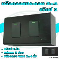 บล็อกลอย ขนาด 2x4 นิ้ว พร้อม สวิตซ์ 2 ตัว สีดำ (G-17) * ยกลัง 12 ชุด *