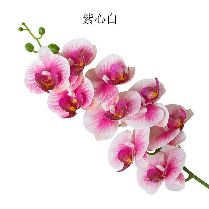 การจำลองสาขาเดียวดอกไม้ปลอมการพิมพ์3d-9หัว-phalaenopsis-กล้วยไม้รู้สึกเหมือนจริงสำหรับตกแต่งบ้านงานแต่งงานth