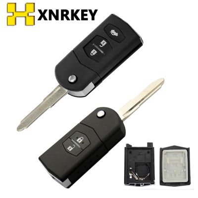 XNRKEY 2/3ชุดรีโมทพลิกพับได้ซองใส่กุญแจรถยนต์เคส MX5 RX8 M6ที่เก็บแบตเตอรี่ขนาดใหญ่สำหรับ MAZDA 3 5 6