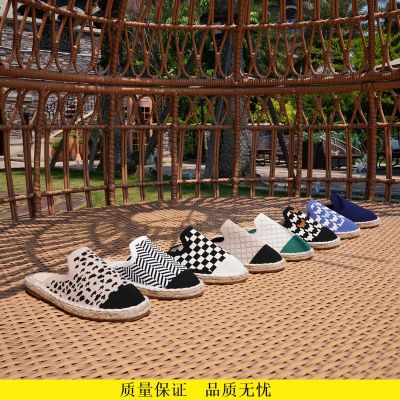 Small sweet wind of new fund of 2023 spring knitting weaving flat fisherman shoes female half dragged a pedal lazy loafers