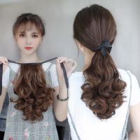 Wig ponytail female long curly hair bandage pear flower fake ponytail big wave lifelike mid-length short wig