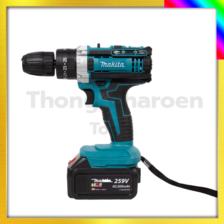 makita-สว่านไร้สาย-259v-สว่านไร้สาย-259v-3ระบบ-เจาะกระแทกได้รับปะกันตรงปกไม่จกตา-ไม่ตรงปกยินดีคืนเงิน100-รับประกัน3เดือน-aaa