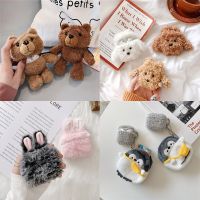 Autumn Winter Stuffed Fluffy Bear Corgi Dog Rabbit Penguin Case For AirPods 1 2 3 Silicone Wireless Headset Bluetooth Cover Wireless Earbud Cases