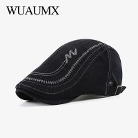 [Fine Jewelry] WuaumxCasual หมวกเบเร่ต์ผู้ชายผู้หญิงล้างผ้าฝ้ายเย็บปักถักร้อย Visors แข็งหมวกยอดแหลมก้างปลาหมวกแบน C Asquette หมวกเบเร่ต์