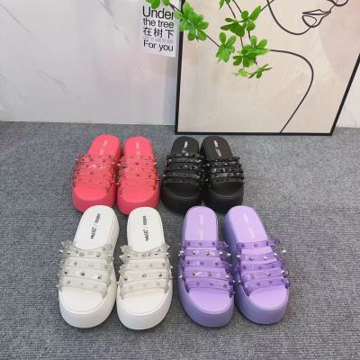 【Ready Stock】NewMelissaˉThick Sole Pyramid Shoes Slippers Summer Fashion Casual Beach Slippers