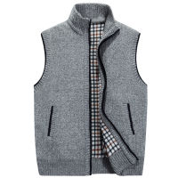 Mens Thick Sweaters Vest Autumn Winter Warm Sleeveless Jackets Sweatercoat Knitted Zipper Vest Outerwear Casaco Masculino