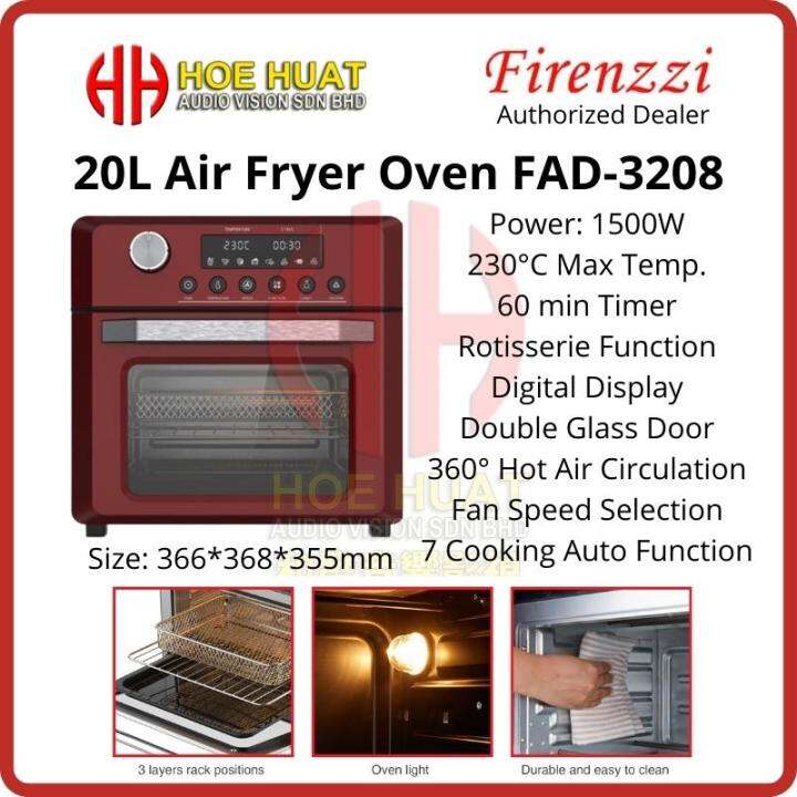 Firenzzi FAD3208 20L 2in1 Air Fryer Convection Oven with Rotisserie