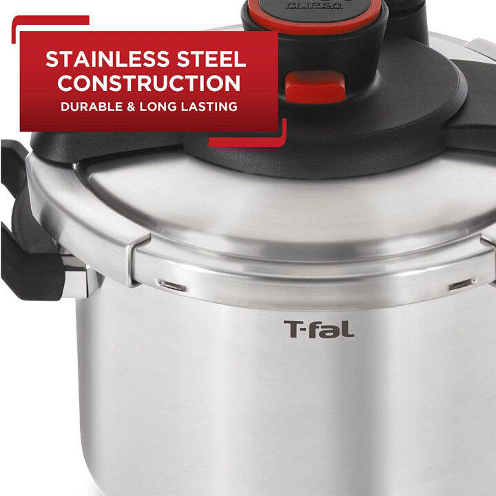 t-fal-p45009-clipso-stainless-steel-dishwasher-safe-ptfe-pfoa-and-cadmium-free-12-psi-pressure-cooker-cookware-8-quart-silver-7114000494